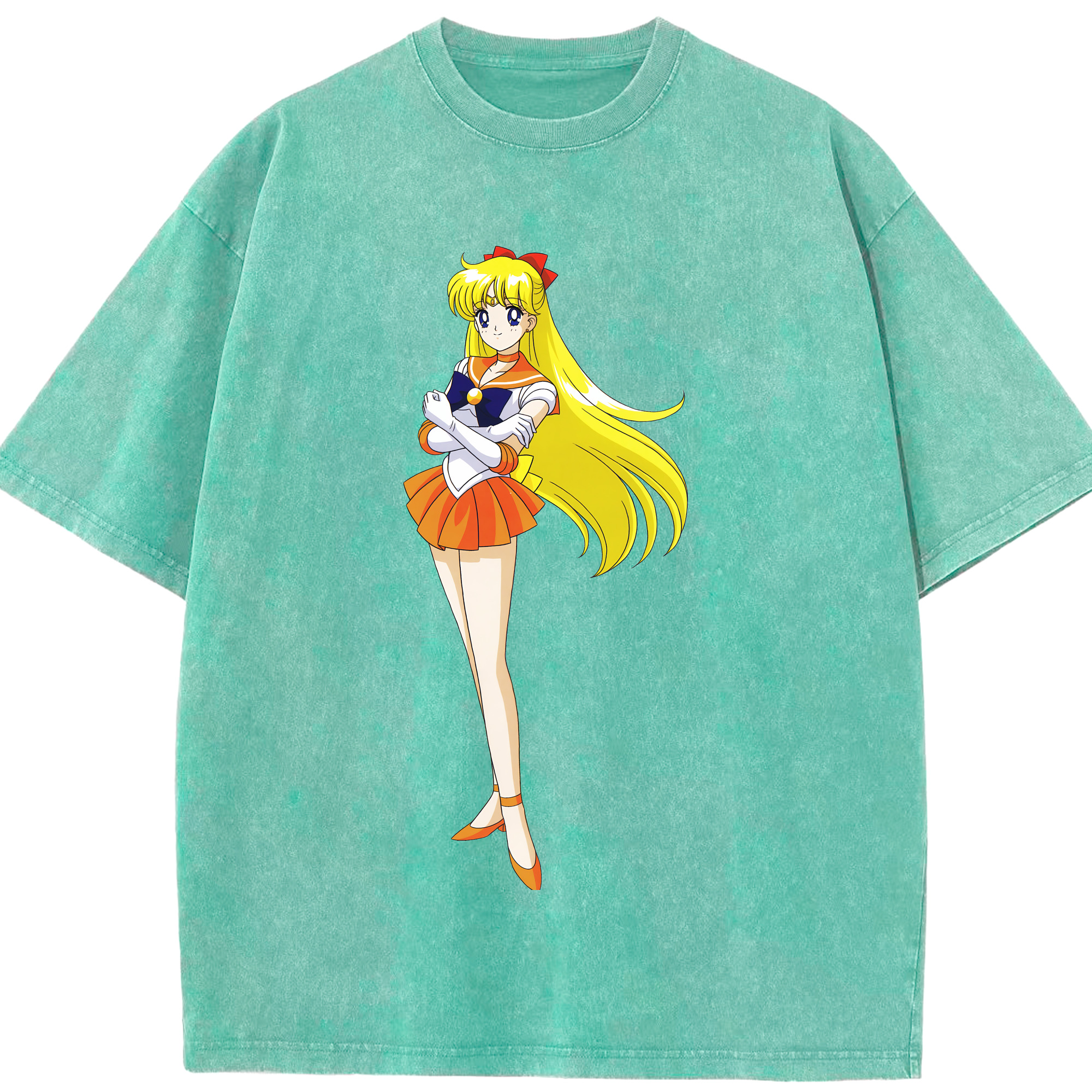 （画像用） 美少女戦士セーラームーン 愛野 美奈子 あいの みなこ Sailor Moon Aino Minako 綿100% ヴィンテージ風 半袖Tシャツ（フロントプリント）